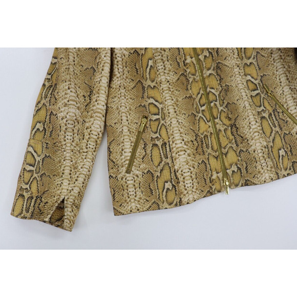 Juliana Collezione Sz 10 Jacket Python Snake Print Zip Front High Collar Lined - Picture 10 of 10